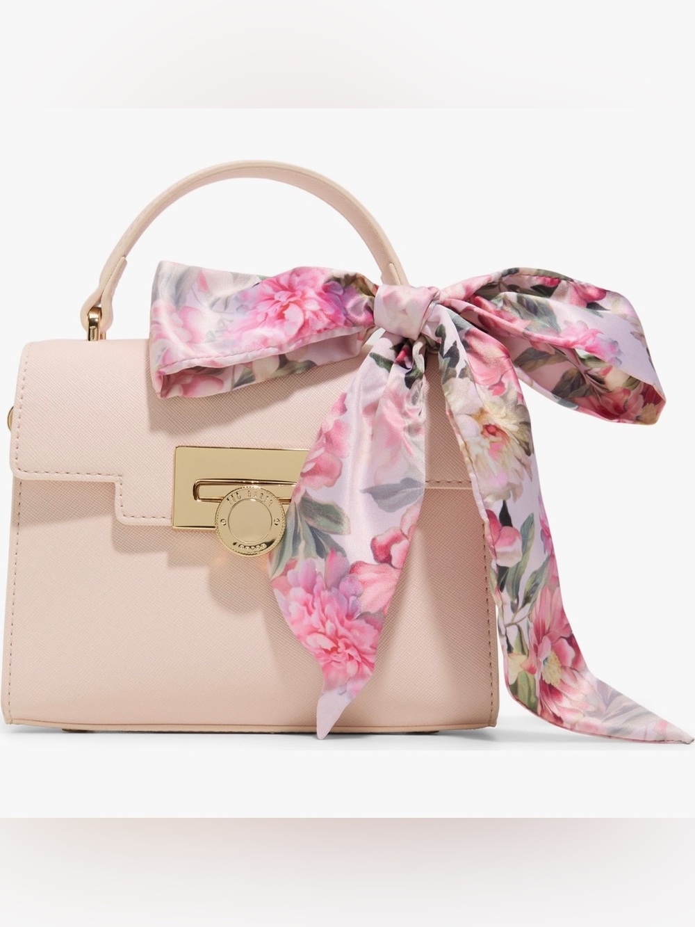 Ted Baker Pale Pink Top-Handle Satchel with Floral Bow
